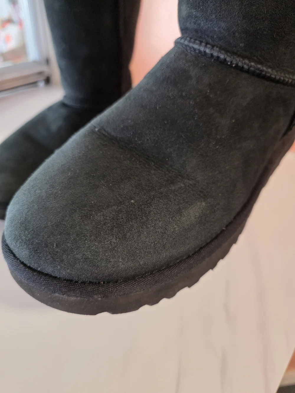 UGG Classic Short Black Suede Shearling Boots